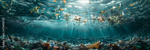 Large Amount of Trash Floating in the Ocean © smth.design