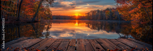 Wooden Dock by Lake With Trees