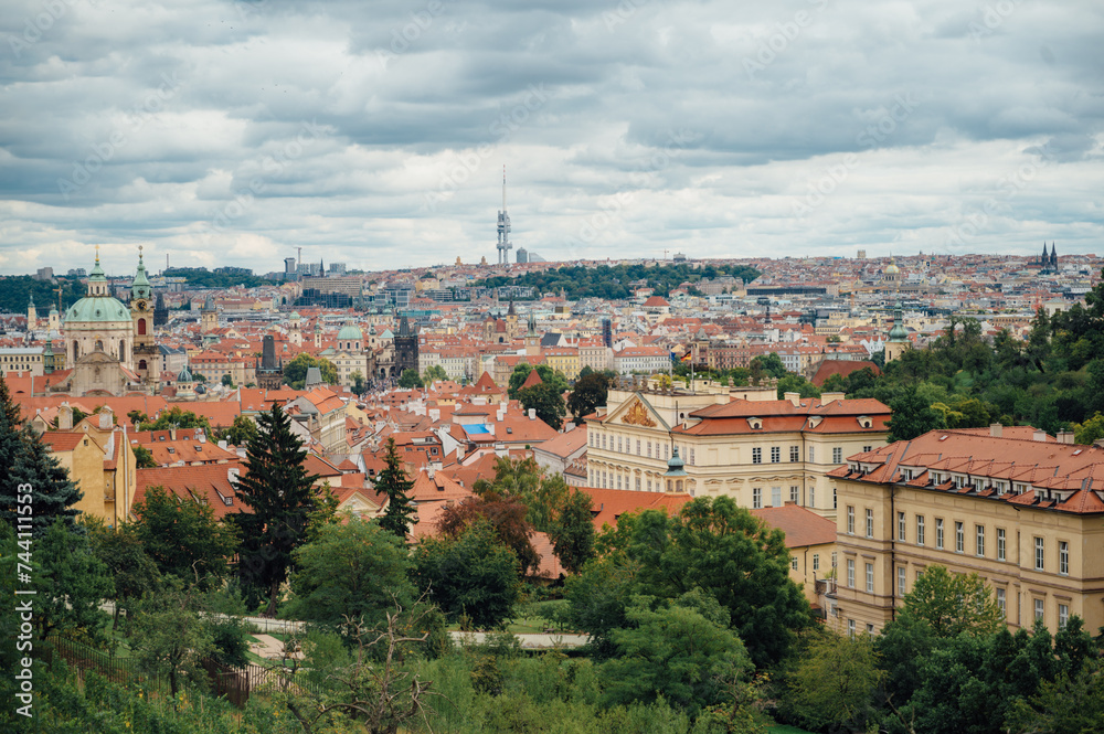 View over historic center of Prague with castle, Czech Republic
