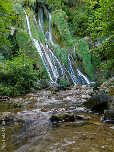 Long pause view of Glandieu falls, Bugey, Ain, France photo