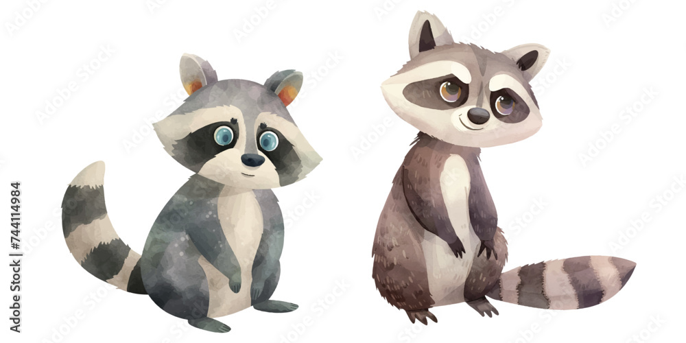 cute raccoon watercolour vector illustration cute raccoon watercolour vector illustration