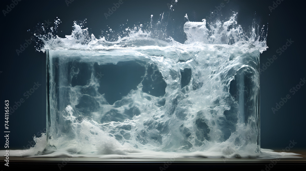 a transprent image showing water overflowing the edge of an invisible ...
