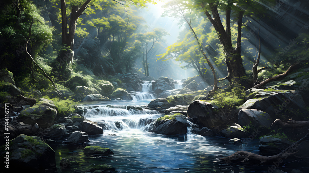 Fototapeta premium a waterfall of water.
