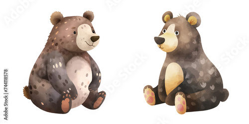 ute bear watercolor illustration