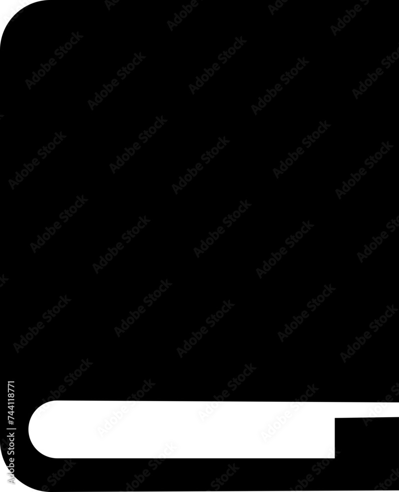 Literature book flat black vector isolated on transparent background. Learning book icon for web and app. E-learning, video tutorial, knowledge, study, school, university, webinar, online education.