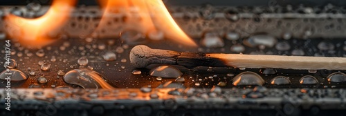 Ignition of matchstick striking against flint on matchbox no filters present. Concept Firestarter, Unfiltered, Matchstick Ignition, Flint Striking, Matchbox