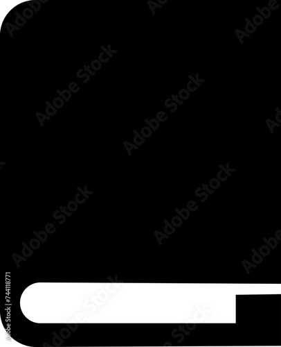 Literature book flat black vector isolated on transparent background. Learning book icon for web and app. E-learning, video tutorial, knowledge, study, school, university, webinar, online education.