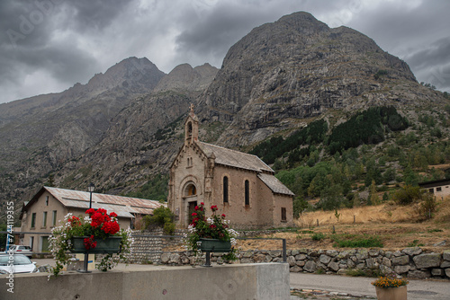 Old little church of La Bérarde in the village of Saint-Christophe-en-Oisans in the Ecrins National Park in the Alps in France photo