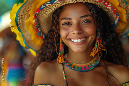 Mulher sorrindo no  São João e Festas Juninas photo