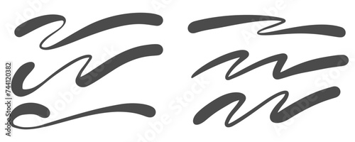 Underline swoosh and swash vector hand drawn calligraphy signs. Vector curly strokes. Decorative elegant elements. Squiggly wavy flourish