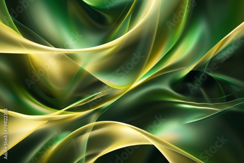 abstract background with smooth lines in green and yellow colors, computer generated images