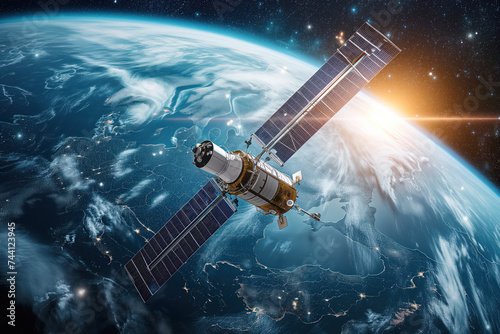 Telecommunications high speed Internet space infrastructure a network of satellites enabling global connectivity Generative AI