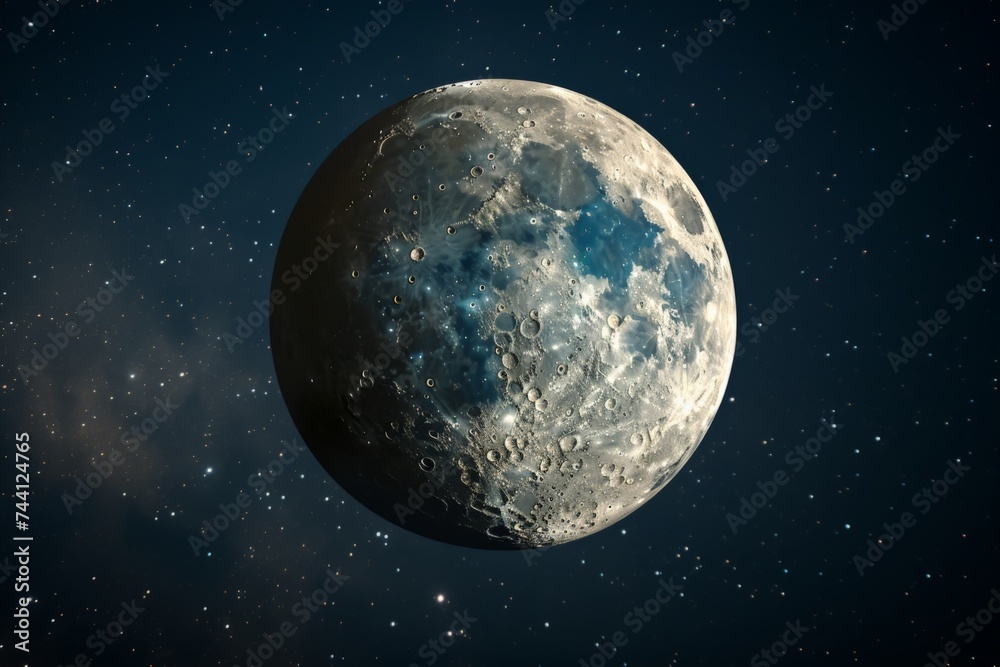 Naklejka premium Moon in the night sky.