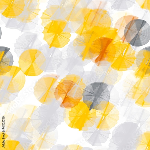Wallpaper Mural Seamless pattern with different  round shapes with veil texture. Medium grey, papaya orange, mikado yellow and light grey colors. Torontodigital.ca