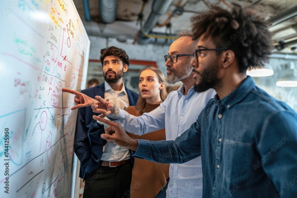 Group of People Standing Around a White Board, Diverse group of ...