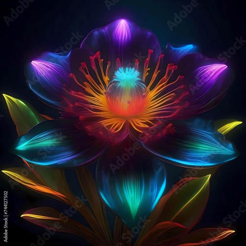 amazing bioluminescent neon flower