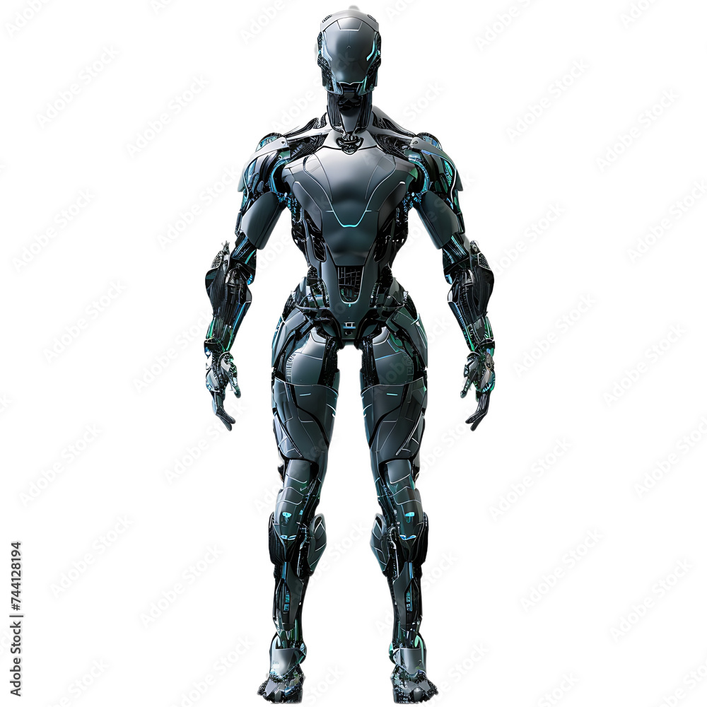 Robot Standing on White Background