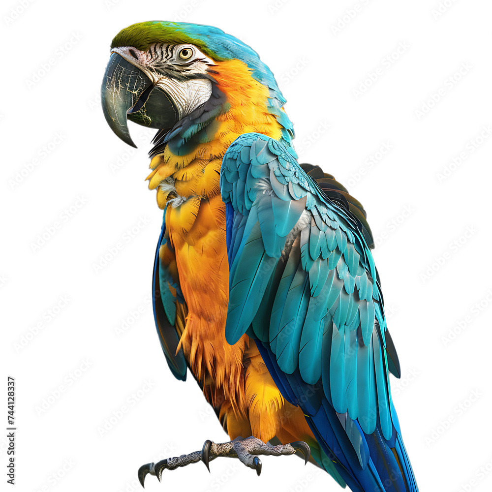 Blue and Yellow Parrot Perched on Branch