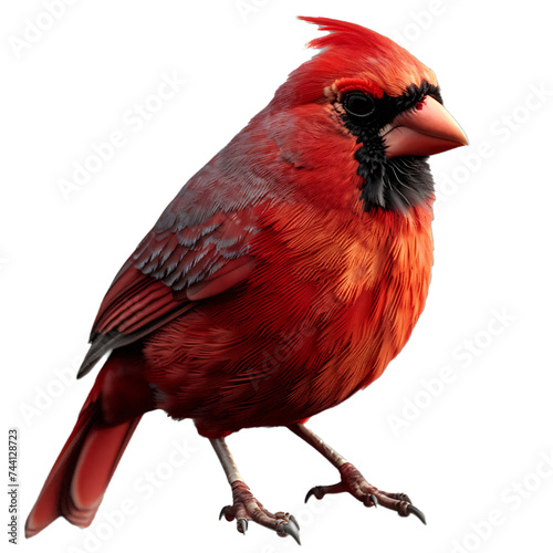 Red Cardinal Bird With Black Patch