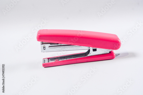 Isolated pink streples on a white background. School and office stationery