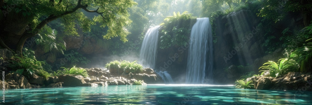 Enchanted tropical oasis waterfall Enchanted tropical oasis waterfall