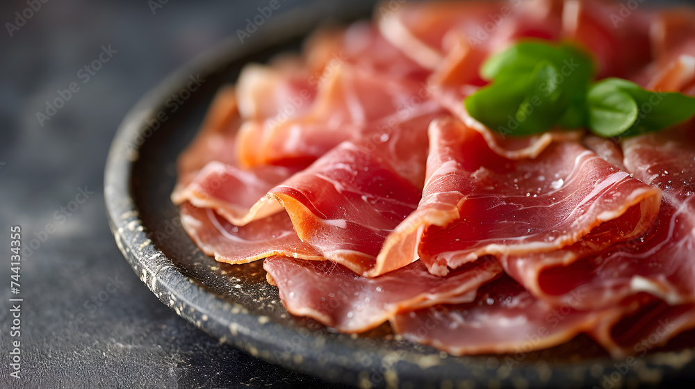 Savoring Spanish Flavors: Round Plate With Parma. Generative AI Savoring Spanish Flavors: Round Plate With Parma. Generative AI
