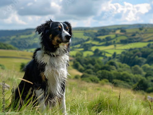 border collie dog in rural setting, generative ai image