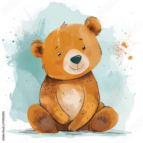 Adorable watercolor artwork capturing the essence of a small bear, perfect for children's book illustrations.