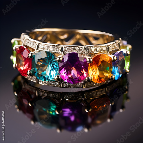 Stunning Display of Radiant Gemstones Exhibiting the Rainbow's Colors on a Soothing Background