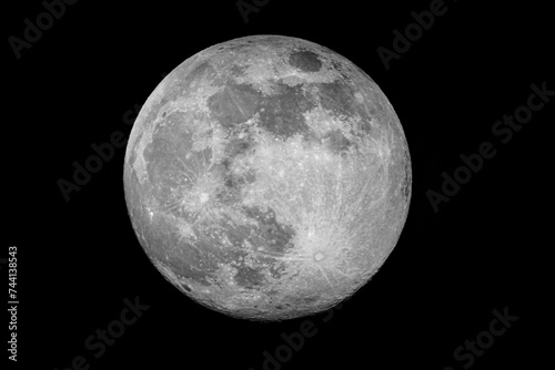 Full moon background isolated on black