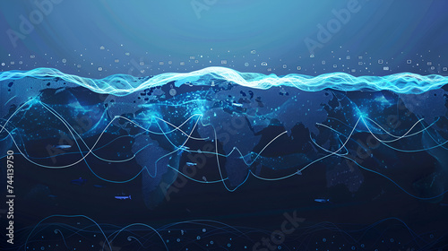 abstract background with waves technology power point