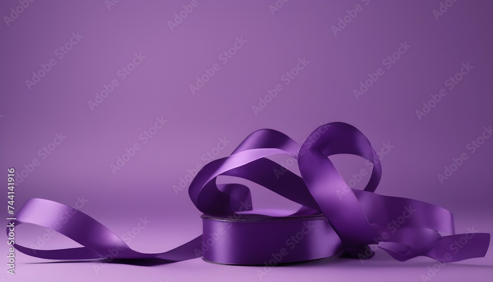 Purple silk ribbon on violet background