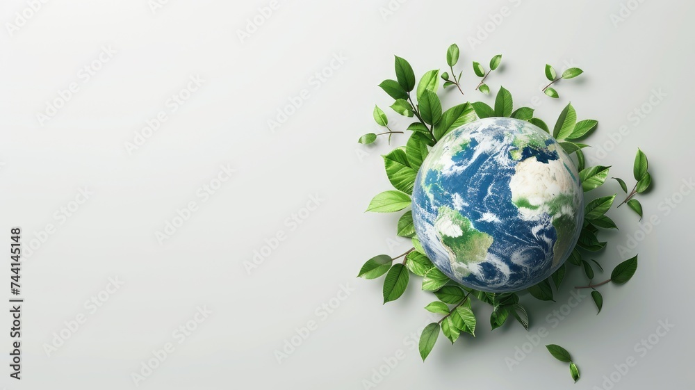 the green planet Earth against a pristine white background, leaving ample empty space for text, This concept emphasizes the significance of Earth Day and environmental awareness. the green planet Earth against a pristine white background, leaving ample empty space for text, This concept emphasizes the significance of Earth Day and environmental awareness.