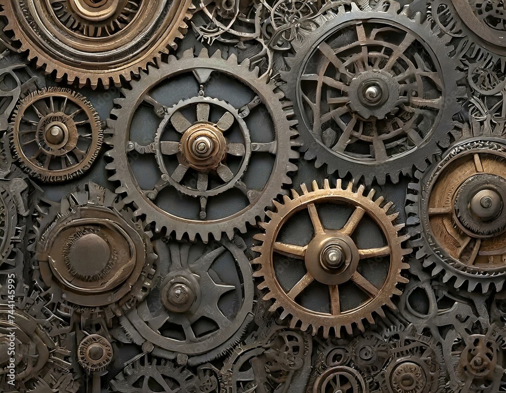 Detailed Close-Up of Mechanical Gears: Industrial Precision Crafted by Generative AI Detailed Close-Up of Mechanical Gears: Industrial Precision Crafted by Generative AI