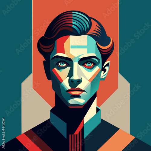A surreal portrait merging elements of the human form with abstract shapes. vektor illustation