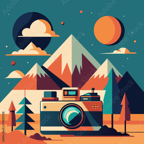 A retro-inspired composition blending vintage photography with abstract elements. vektor illustation