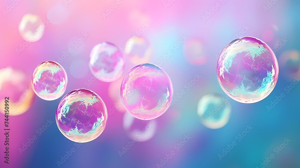 Beautiful floating soap bubbles on natural abstract multicolor background Beautiful floating soap bubbles on natural abstract multicolor background