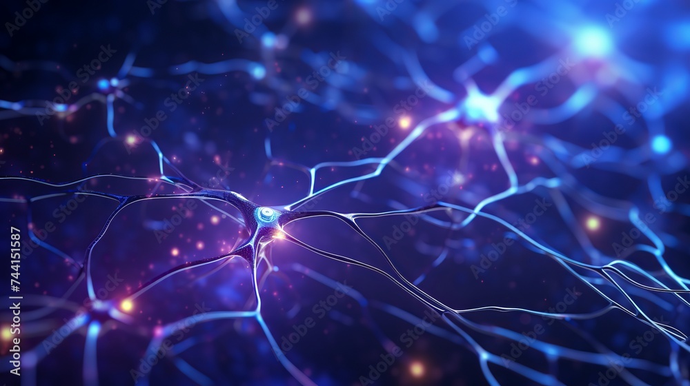 3D illustration. Artificial neuron in concept of artificial ...