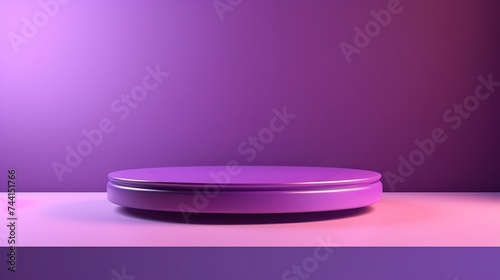 3D rendering purple colour minimal concept double cylinder pedestal or podium for product showcase display on empty background. 3D mockup illustration © Elchin Abilov
