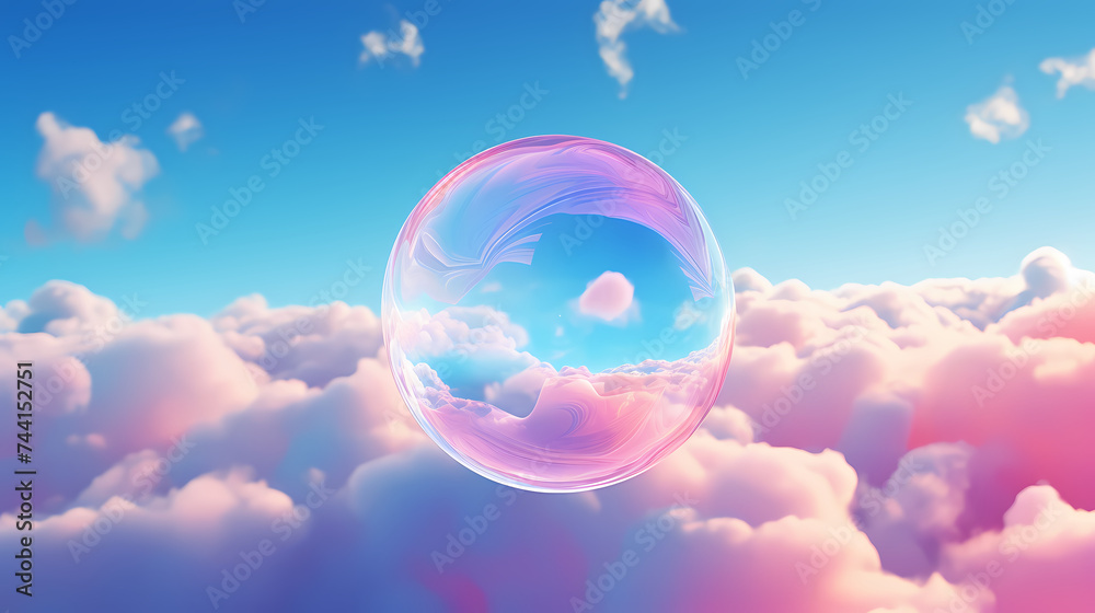 Beautiful floating soap bubbles on natural abstract multicolor background - obrazy, fototapety, plakaty 