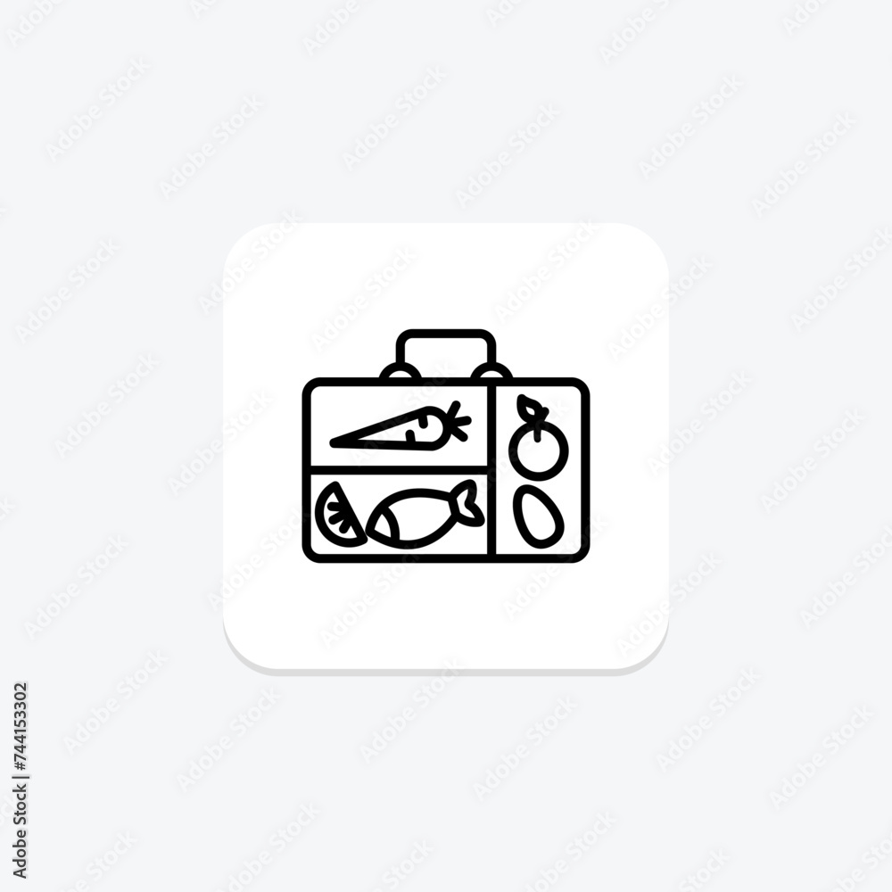 Meal Kits icon, meal prep kits, meal delivery kits, cooking kits, recipe kits line icon, editable vector icon, pixel perfect, illustrator ai file