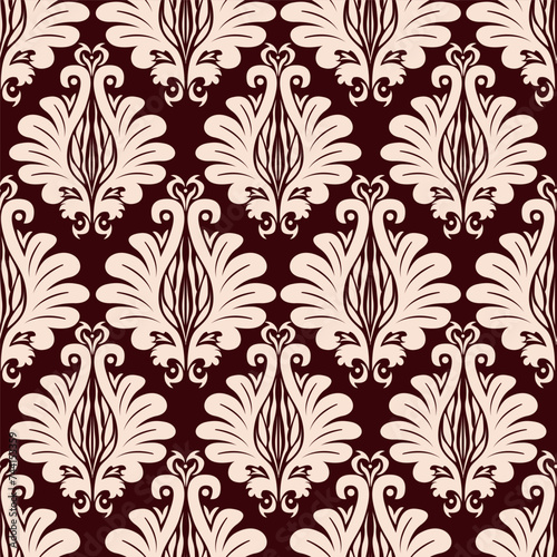 Wallpaper in the style of Baroque. A seamless vector background. Floral ornament. Graphic modern pattern