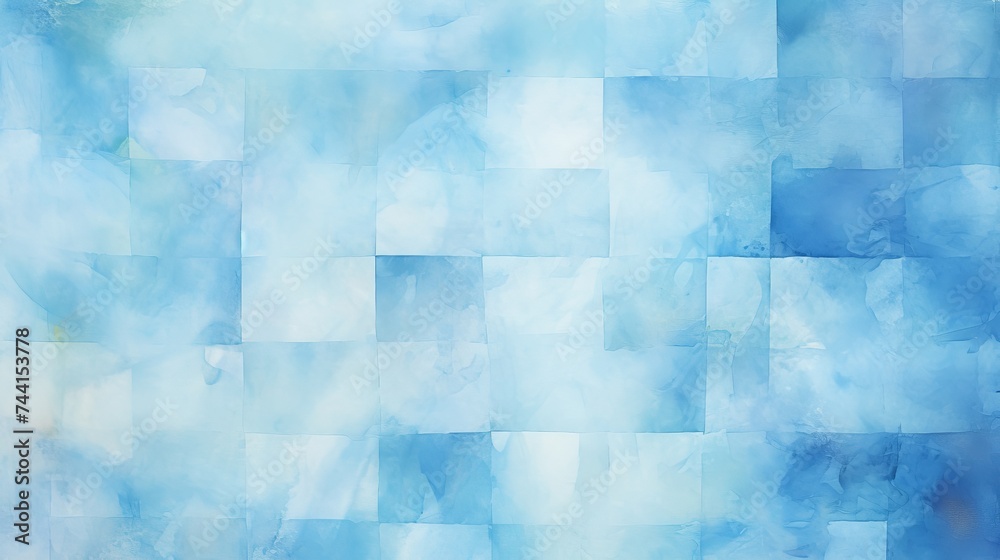 Abstract design on blue background - textured paper with watercolors