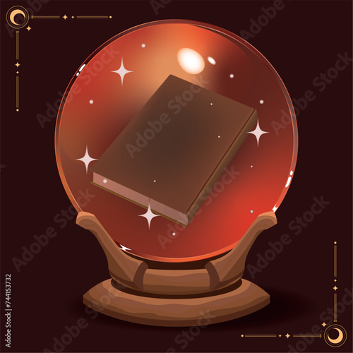 Fortune teller ball with a witchcraft book Vector