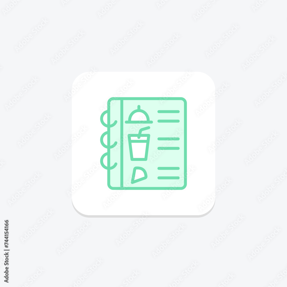 Menu icon, food menu, restaurant menu, digital menu, online menu duotone line icon, editable vector icon, pixel perfect, illustrator ai file Menu icon, food menu, restaurant menu, digital menu, online menu duotone line icon, editable vector icon, pixel perfect, illustrator ai file