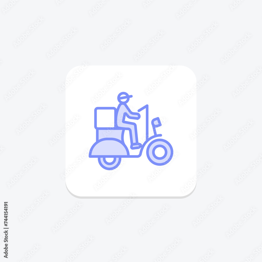 Food Delivery icon, delivery service, online food delivery, home delivery, meal delivery duotone line icon, editable vector icon, pixel perfect, illustrator ai file