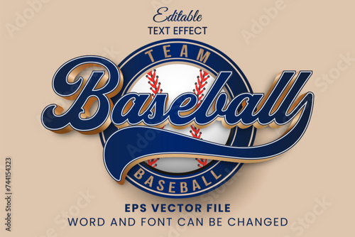 Baseball tournament sport editable text effect
