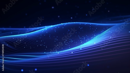 Abstract digital wave. Blue circular shape on the background. Futuristic point wave. Big data. 3D rendering