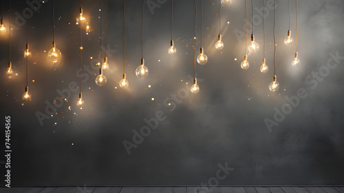 lights in the night,
Light bulb edison filament retro vintage decor on brick wall background
 photo