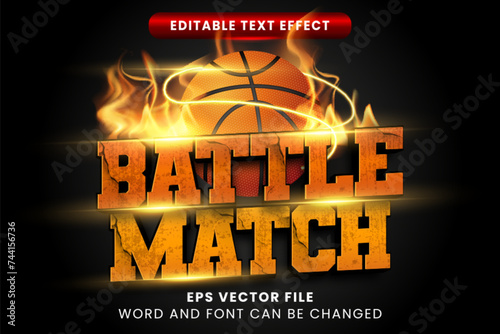 Basketball battle match 3d editable vector text effect